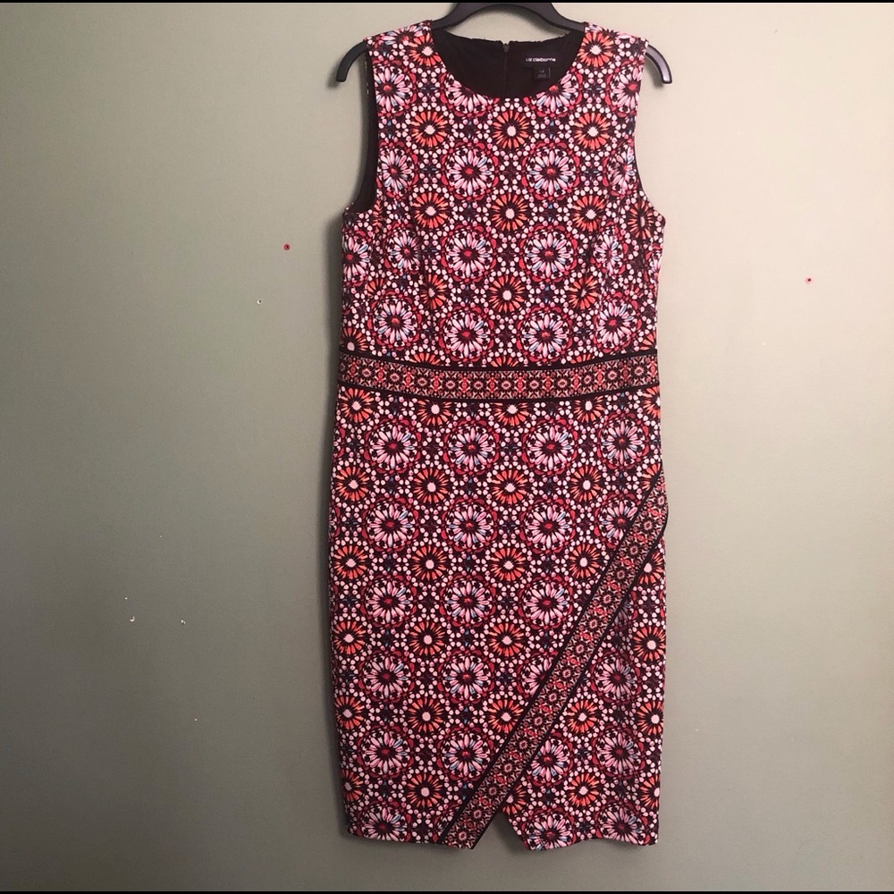 Sheath Dress with Funky Geometric Floral Pattern